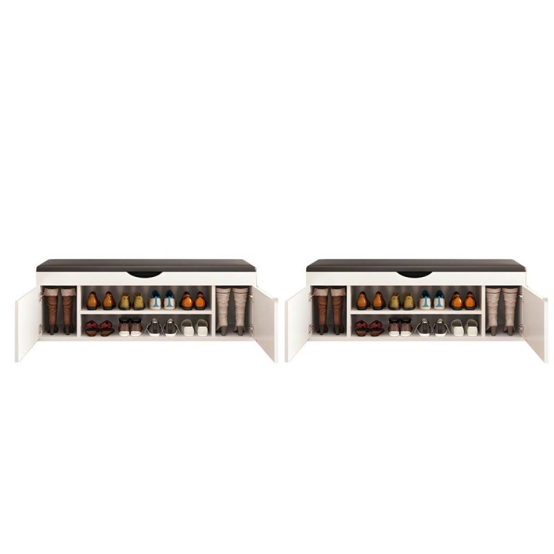 "Indoor Solid Color Contemporary Rectangle Wood with Storage Standard - 2 Piece Set White 47"L x 14"W x 20"H"