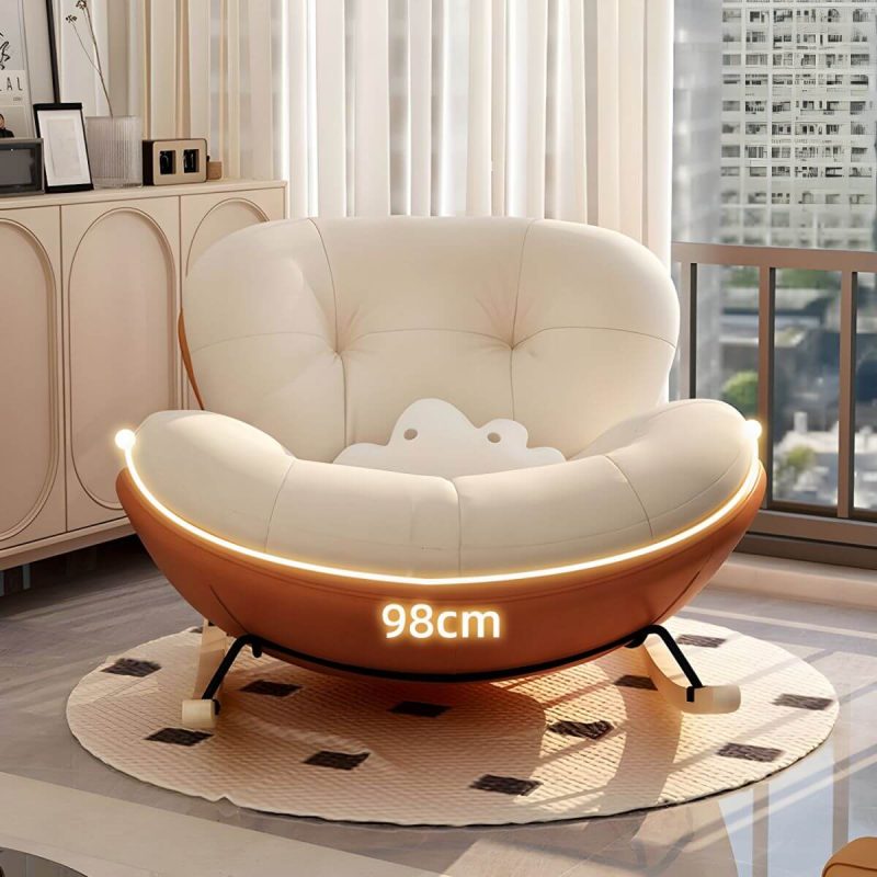 "Stylish Modern Upholstered Rocking Chair with Natural Wood Legs, Tufted Upholstered and Spindle Back - Rocking Chair Grey/ Beige"