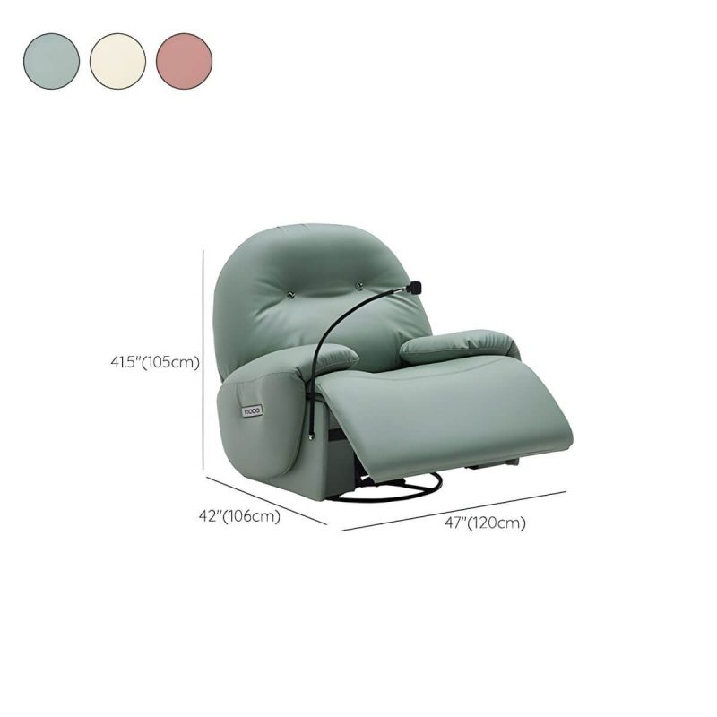 "Dimension of Faux Leather Standard Recliner Power-Push Botton Massage Recliners with Storage - Green Adjustable Swivel Rocker"