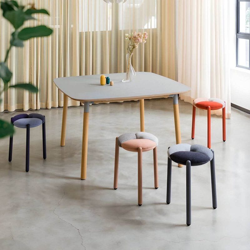 "Modern Upholstered Accent Stool with Metal Frame and Stackable Design - 1 Piece Grey"