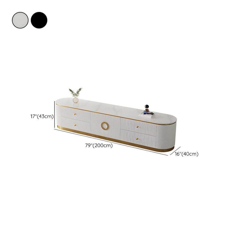 "Dimension of Glam Marble TV Stand Console Enclosed Storage TV Media Stand with Doors for Living Room - 79"L x 16"W x 17"H Black"