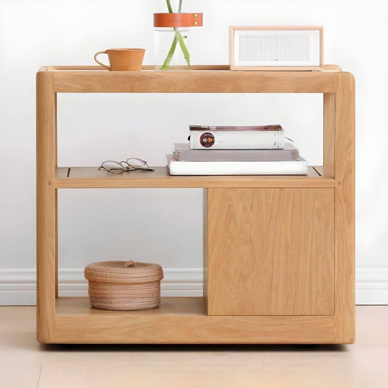 "Modern Style Marble Rectangular Table Only in White, Wheel Base with Storage Drawers Feature - Walnut"