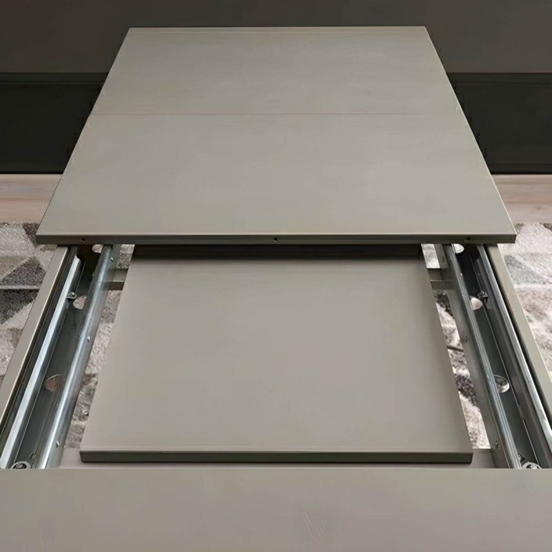 "Lumber Square Lift Top Accent Table with Crossed Base in a Modern Style, Grey"