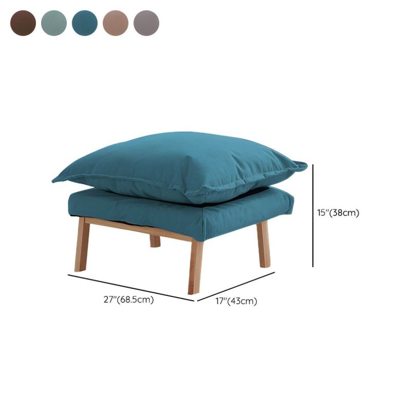 "Dimension of Ergonomic Linen Recliner with Lumbar Support and Removable Cushions - Small Size - Blue Recliner with Ottoman"