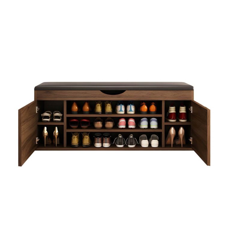 "Indoor Solid Color Contemporary Rectangle Wood with Storage Standard - 1 Piece Nut-Brown 47"L x 14"W x 20"H"