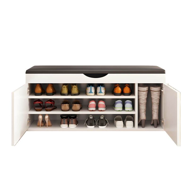 "Indoor Solid Color Contemporary Rectangle Wood with Storage Standard - 1 Piece White 39.5"L x 14"W x 20"H"