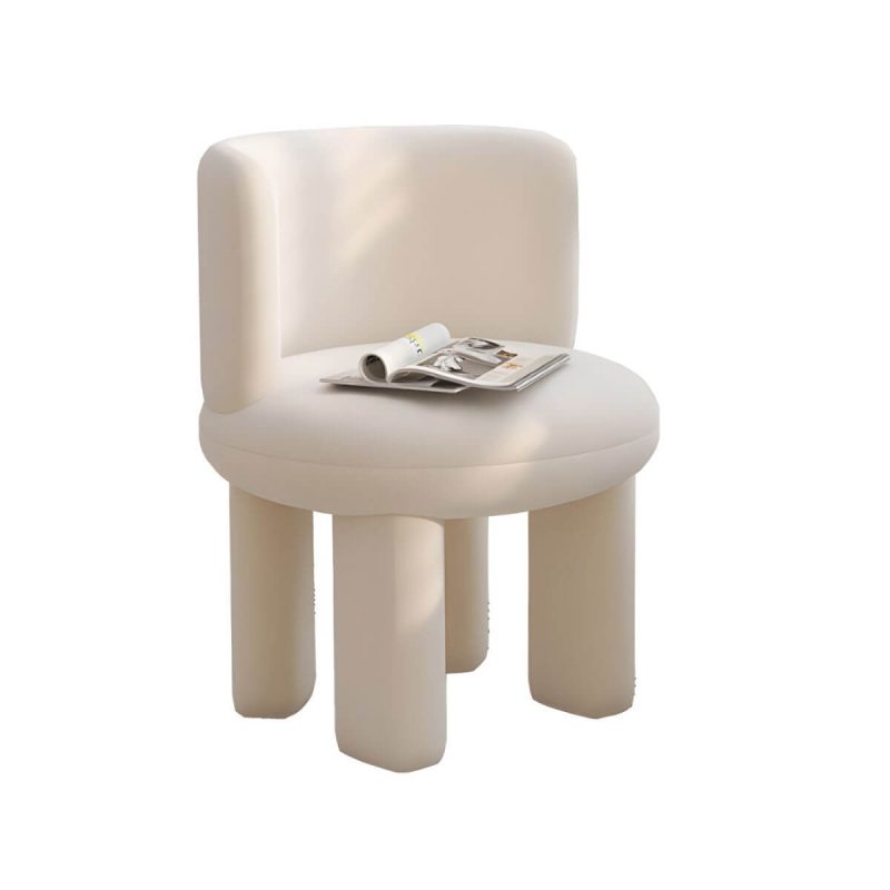 "Chic Modern Vanity Stool with Tall Upholstered Backrest and Suave Wood Base - Pink 2 Piece Set"