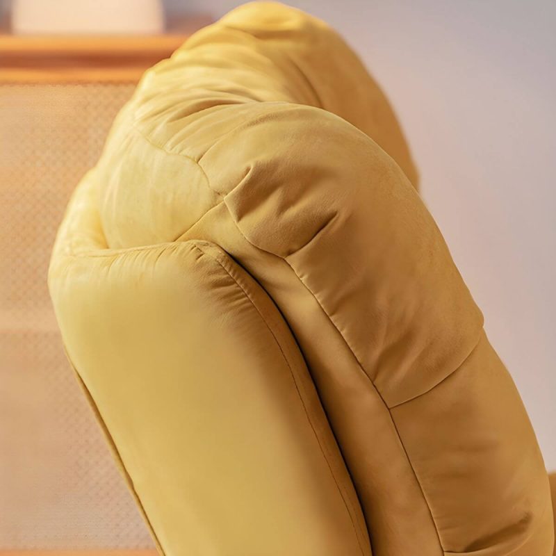"Faux Leather Wing Chair Recliner Adjustable Wingback Recliner with Tufted Back - Yellow Swivel Rocker Manual - Push Button"