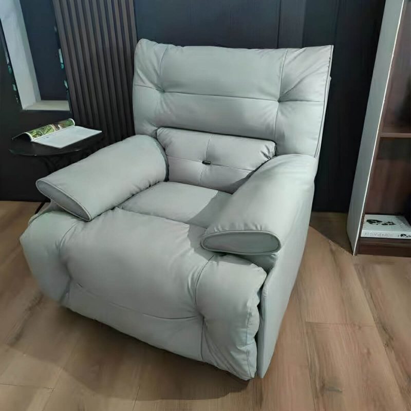 "Ergonomic Modern Recliner with Lumbar Support and Stain-Resistant Faux Leather Upholstery - Mint Green Deck Chair Power Recline Standard (No Motion)"