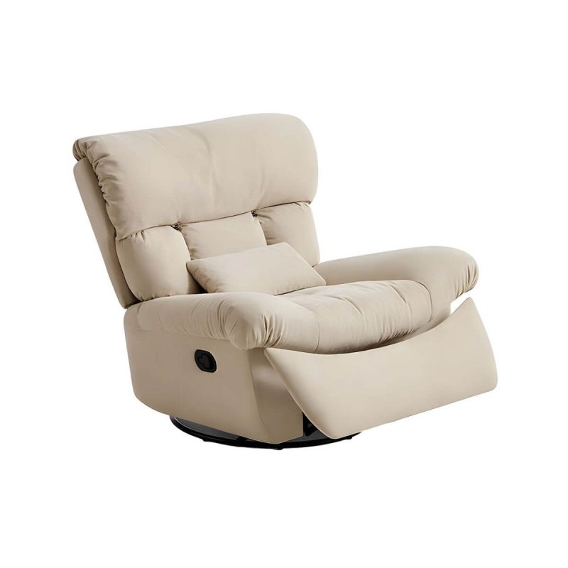 "Luxury Modern Ergonomic Recliner with Velvet Suede, Swivel Rocker Base and Lumbar Support - Lake Blue"