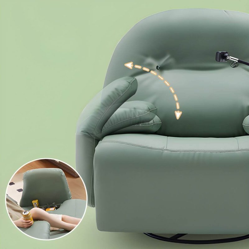 "Faux Leather Standard Recliner Power-Push Botton Massage Recliners with Storage - Yellow Fixed Rocker"