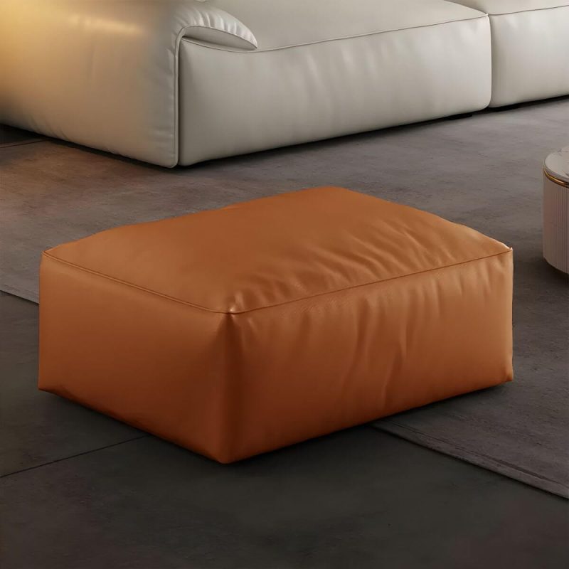 "Modern Upholstered Accent Stool with Square Base and Solid Color Design - Brown 1 Piece"