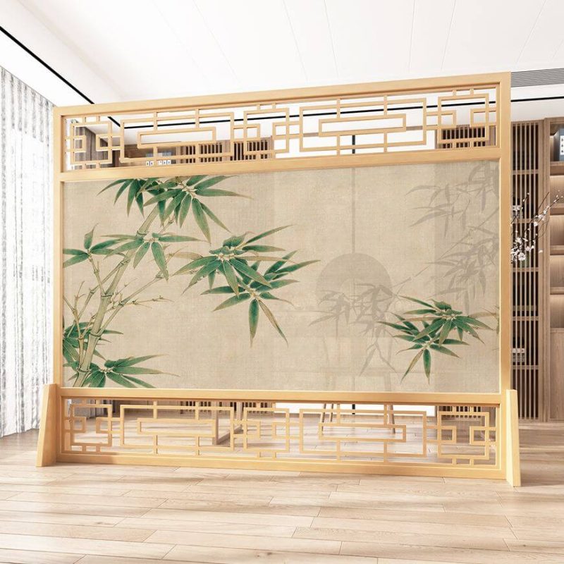 "Ash Wood Modish Translucent Freestanding Single Panel Office Divider Wall for Indoor Use, Natural"