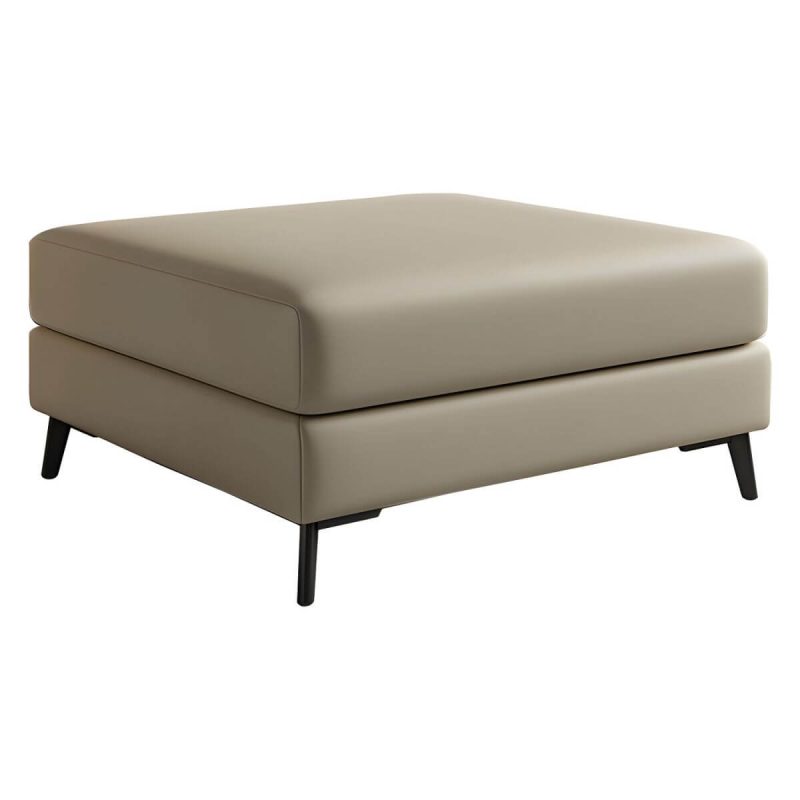 "Modern Standard Ottoman in Faux Leather with Solid Color and Wood Frame - 2 Piece Set Maize Yellow/ Orange 31.5"L x 31.5"W x 16"H"