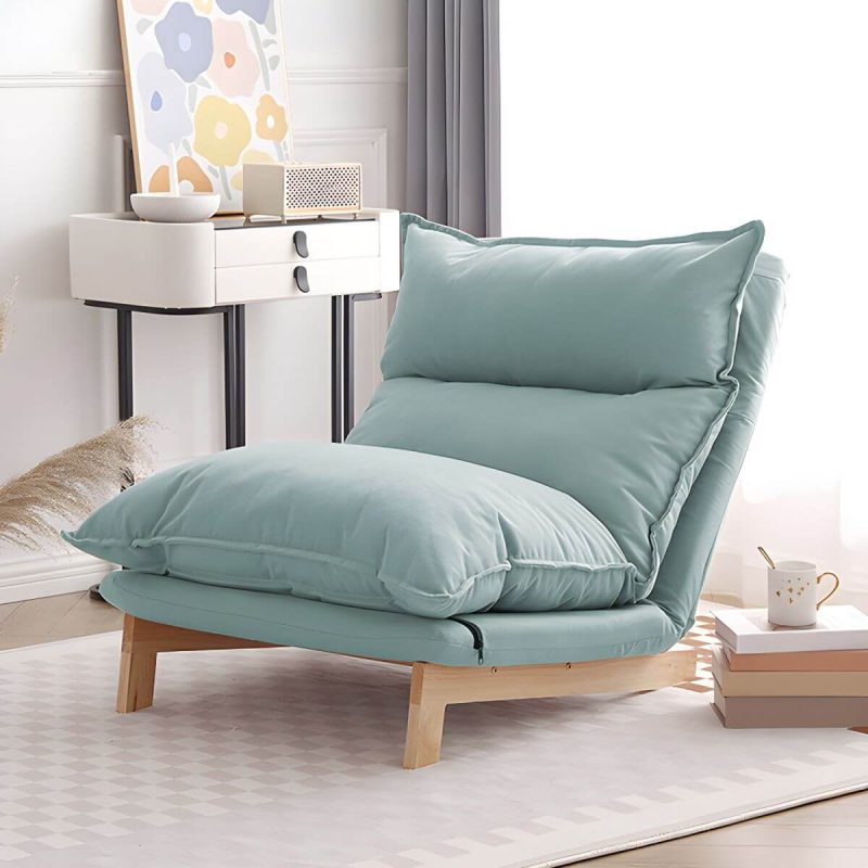 "Ergonomic Linen Recliner with Lumbar Support and Removable Cushions - Small Size - Green Deck Chair"