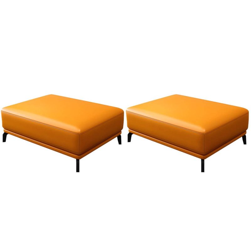 "Rectangle Footstools Genuine Leather 23.4 Inch Width Standard Foot Stool - 2 Piece Set Orange 35"L x 24"W x 17"H"