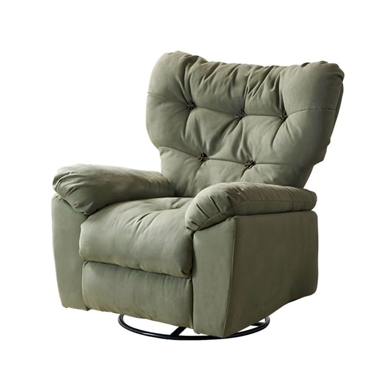 "Ergonomic Suede Modern Recliner with Tufted Back and Adjustable Lumbar Support - Manual - Handle/Lever Standard (No Motion) Turquoise"
