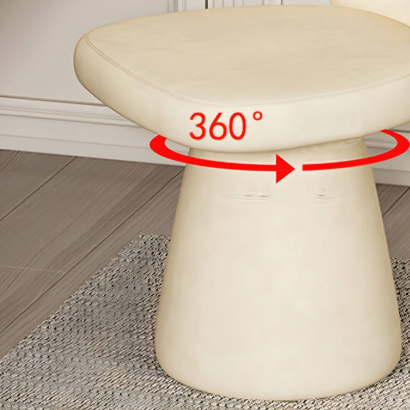"Modern High-Back Upholstered Vanity Stool with Wood frame and Swivel Feature - White 1 Piece"
