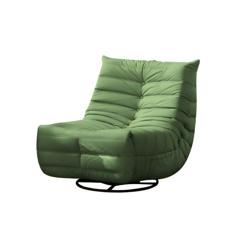 "Bonded Leather Recliner Chair Solid Color Metal Indoor Storage Reclining - Green Manual - Handle/Lever"