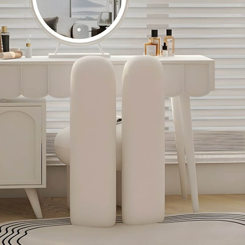 "Wooden Vanity Stool with Upholstered Seat and Back in Modern Style - Black 2 Piece Set"