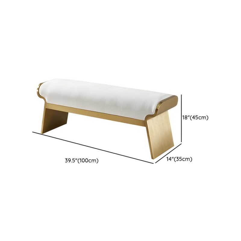 "Dimension of Modern Beige Leather Rectangle Ottoman with Metal Frame for Stylish Comfort - 1 Piece 39.5"L x 14"W x 18"H"