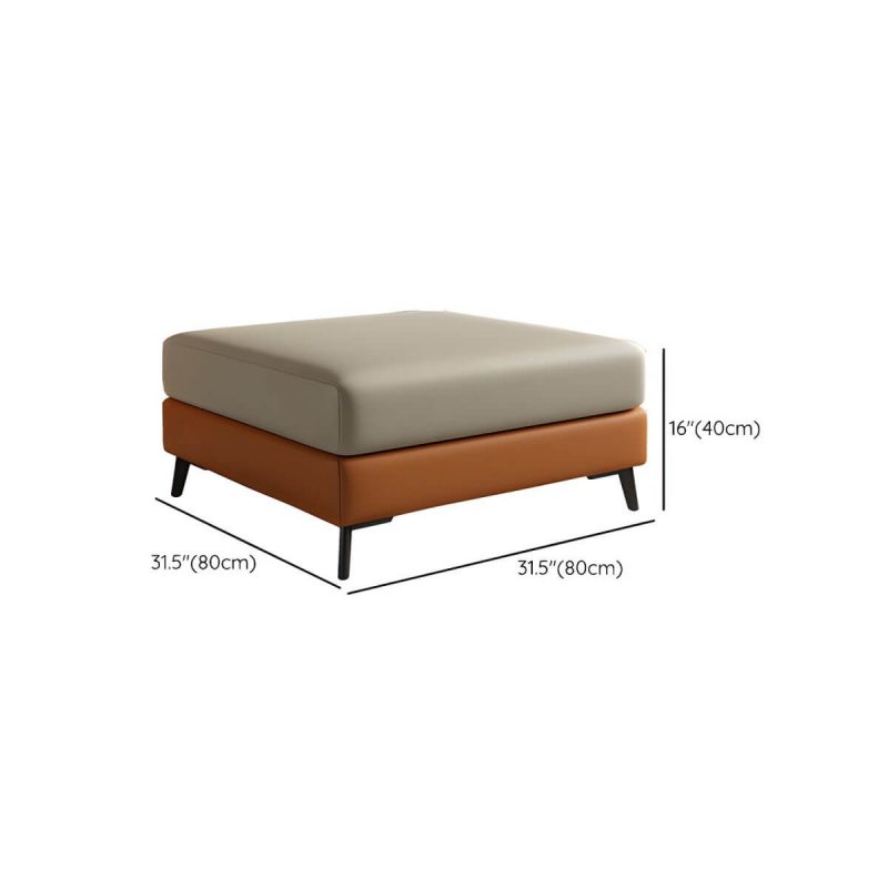 "Dimension of Modern Standard Ottoman in Faux Leather with Solid Color and Wood Frame - 1 Piece Maize Yellow/ Orange 31.5"L x 31.5"W x 16"H"