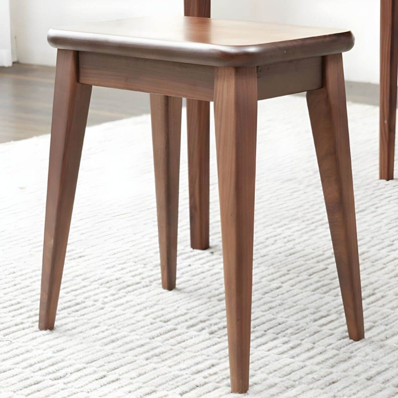 "Modern Brown Walnut Wood Utility Stool with Stackable Legs for Table Use - 2 Piece Set"
