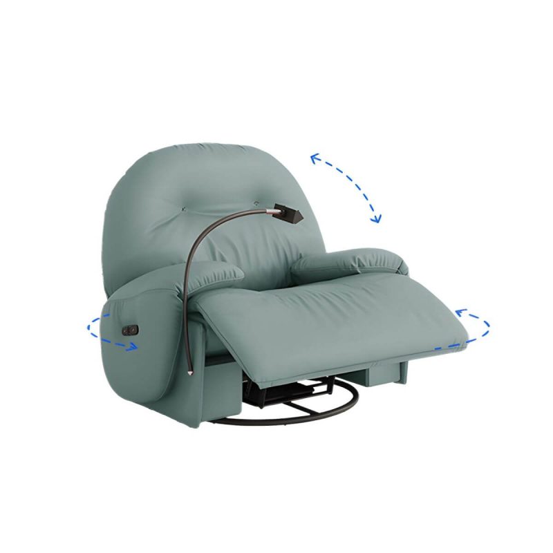 "Faux Leather Standard Recliner Power-Push Botton Massage Recliners with Storage - Green Fixed Swivel Rocker"