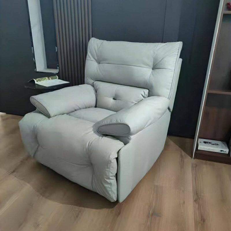 "Ergonomic Modern Recliner with Lumbar Support and Stain-Resistant Faux Leather Upholstery - Brown Manual Recline Standard (No Motion) Recliner & Mobile Phone Stand"