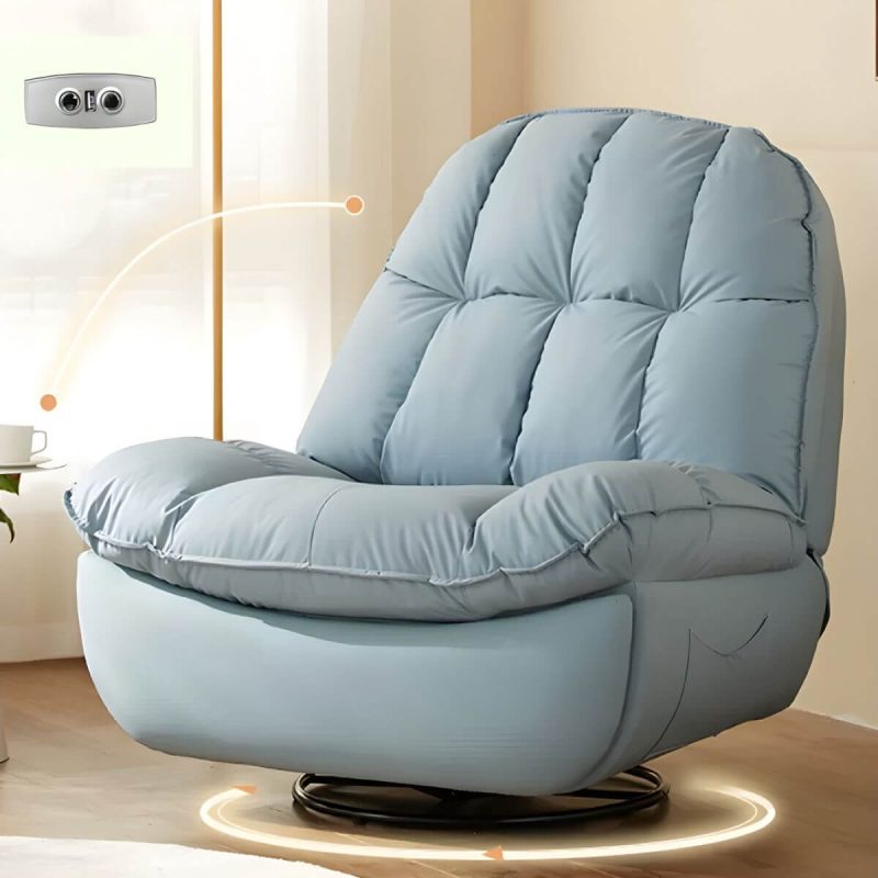 "Metal Solid Color Swivel Rocker Indoor Modern Position Lock Swivel Recliners - Blue Power - Push Button Swivel Rocker Bracket No Included"
