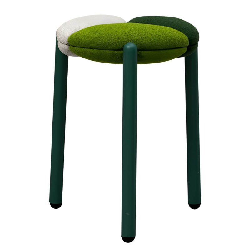 "Modern Upholstered Accent Stool with Metal Frame and Stackable Design - 1 Piece Green"