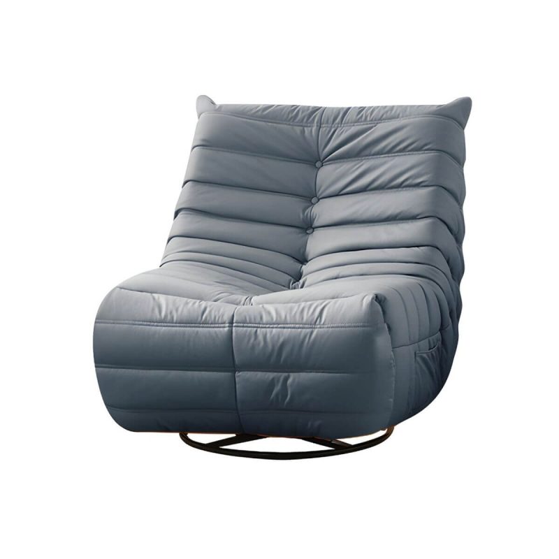 "Bonded Leather Recliner Chair Solid Color Metal Indoor Storage Reclining - Gray Manual - Handle/Lever"