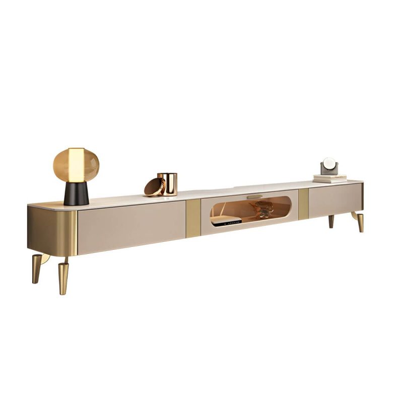 "Luxury Enclosed Storage TV Console Home Rectangle Sintered Stone TV Cabinet - 200 x 40 x 43 cm"