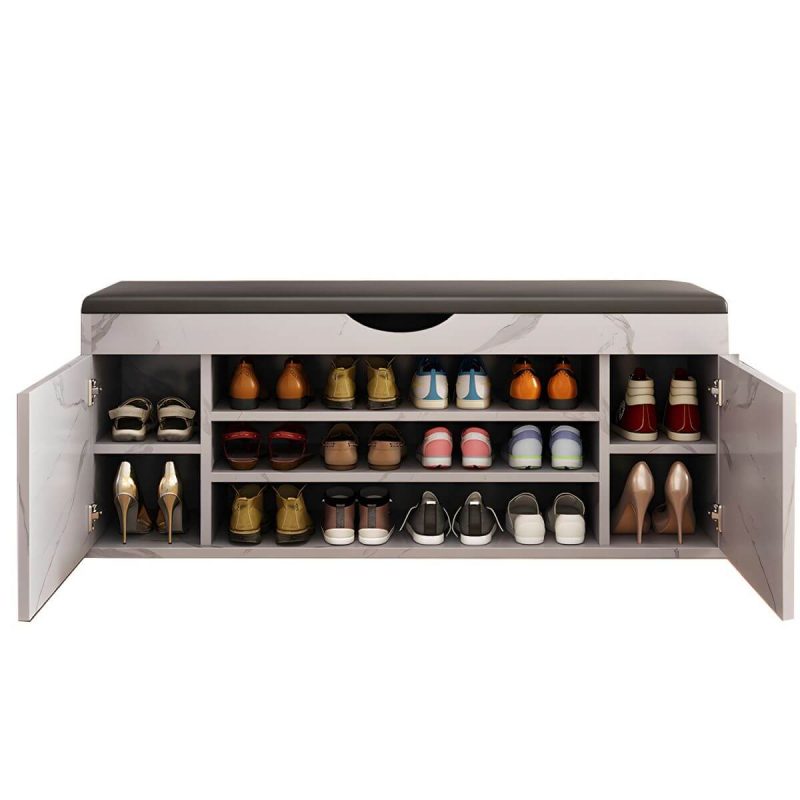 "Indoor Solid Color Contemporary Rectangle Wood with Storage Standard - 1 Piece Marble 47"L x 14"W x 20"H"