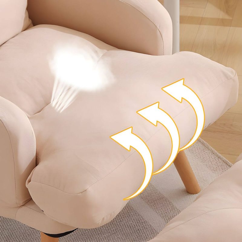 "Ergonomic Solid Color Modern Recliner with Lumbar Support and Storage, featuring Wood Legs - 28"L x 21"W x 39"H White Recliner with Ottoman Faux Leather"
