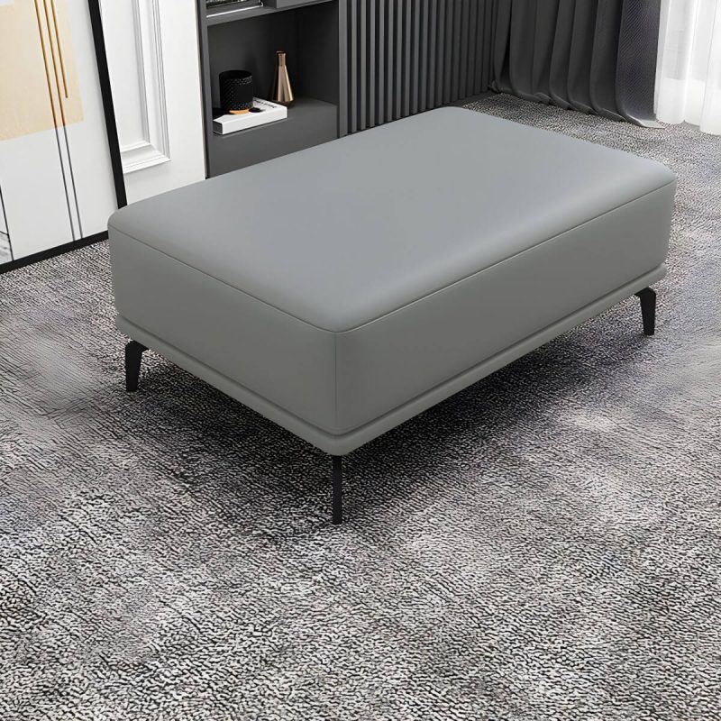 "Rectangle Footstools Genuine Leather 23.4 Inch Width Standard Foot Stool - 1 Piece Light Gray 31"L x 24"W x 17"H"