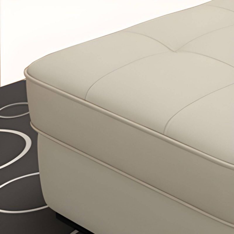 "Solid Color Genuine Leather Backless Wood and Upholstered Stool - 1 Piece 39"L x 28"W x 16"H Beige Trunk Storage Not Included"