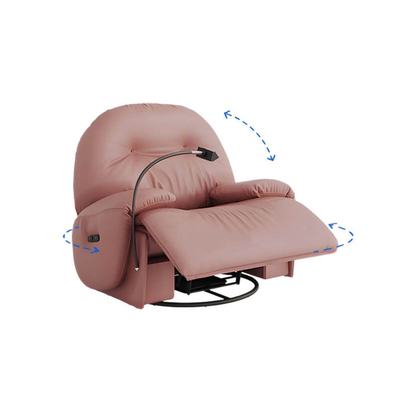 "Faux Leather Standard Recliner Power-Push Botton Massage Recliners with Storage - Red Fixed Swivel Rocker"