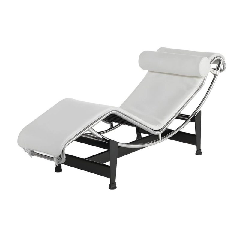 "Ergonomic Metal Recliner with Legs, Ideal for Modern Style and Small Spaces - White Genuine Leather"