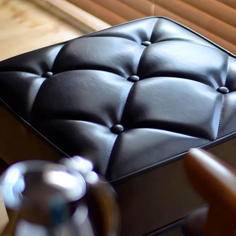 "Modern Upholstered Tufted Accent Stool with Wood Legs and Storage Not Included - Green 1 Piece"