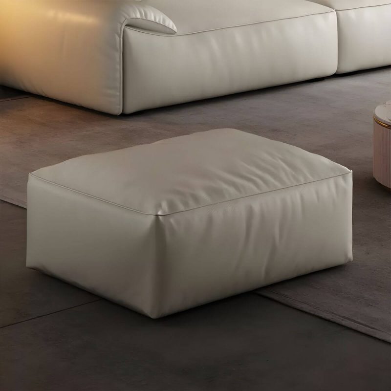 "Modern Upholstered Accent Stool with Square Base and Solid Color Design - White 1 Piece"