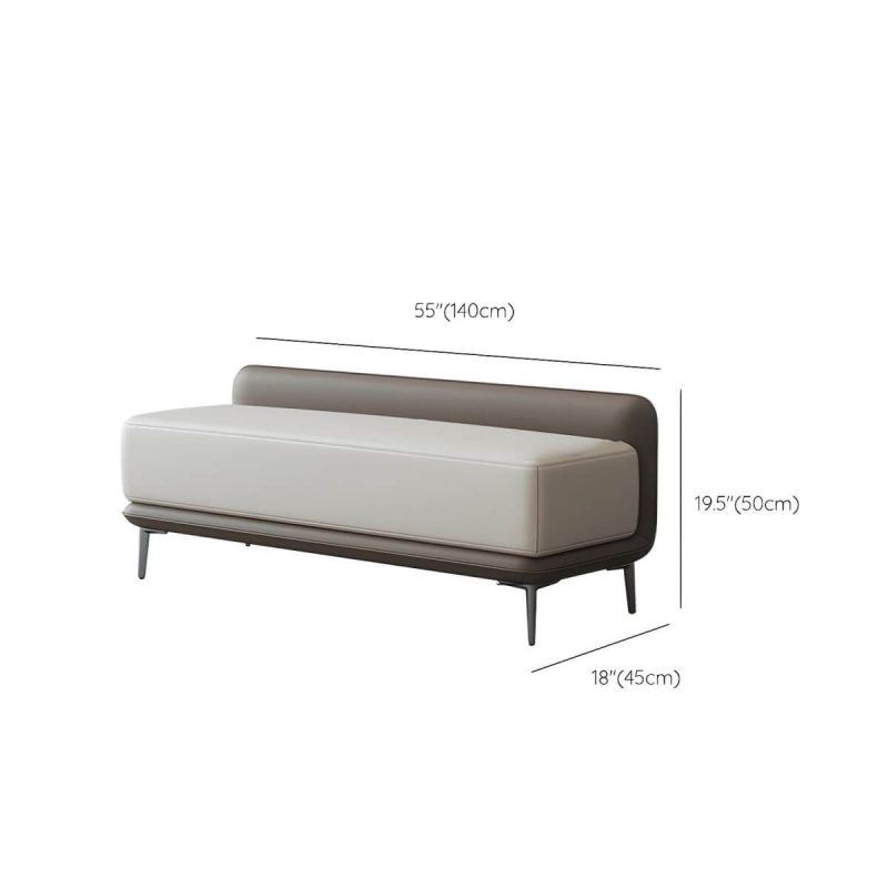 "Dimension of Wood Rectangle Upholstered Beige Contemporary Solid Color Indoor Standard Footstool - 1 Piece Faux Leather 55.1"L x 17.7"W x 19.7"H"