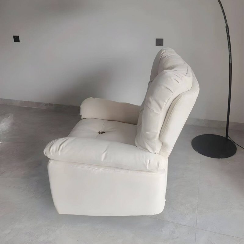 "Ergonomic Suede Modern Recliner with Tufted Back and Adjustable Lumbar Support - Power - Push Button Standard (No Motion) Dark Green"