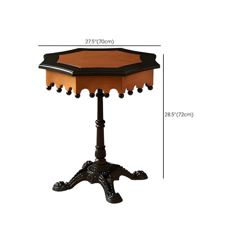 "Dimension of Traditional Solid Wood Accent Side Table with Black Base and Octagon Top - Black"