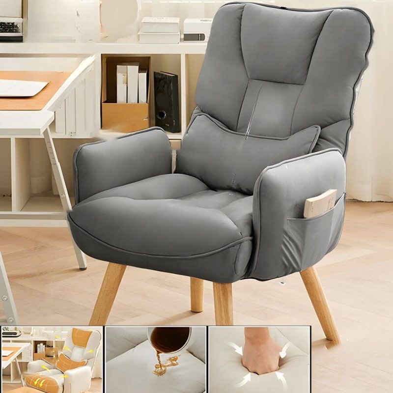 "Modern Ergonomic Recliner with Lumbar Support and Storage Included - Gray Deck Chair"