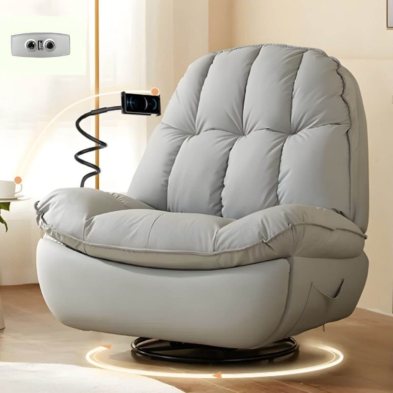 "Metal Solid Color Swivel Rocker Indoor Modern Position Lock Swivel Recliners - Gray Bracket Included Swivel Rocker Power - Push Button"