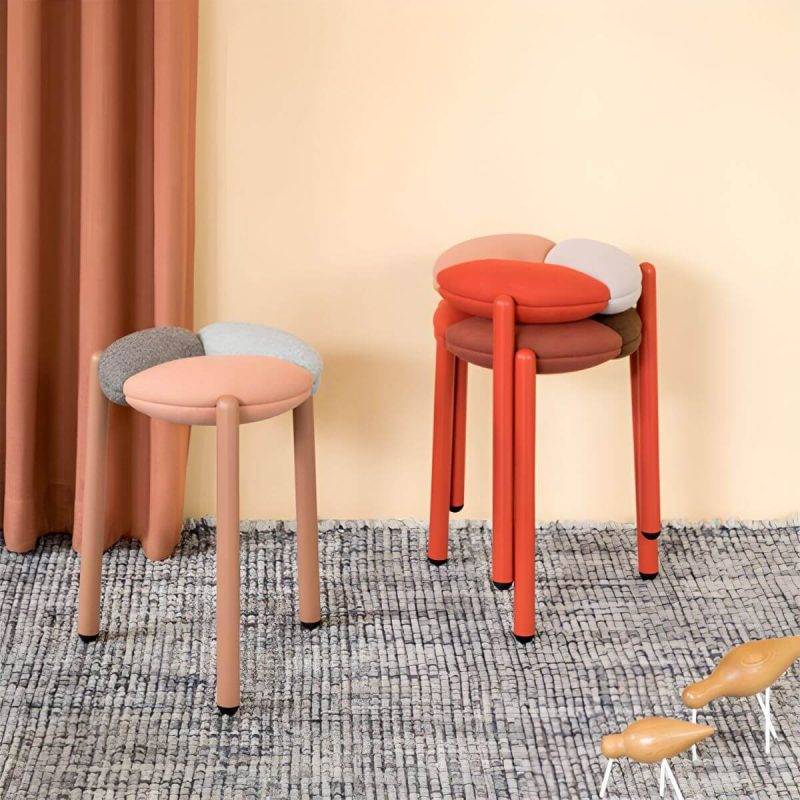 "Modern Upholstered Accent Stool with Metal Frame and Stackable Design - 1 Piece Green"