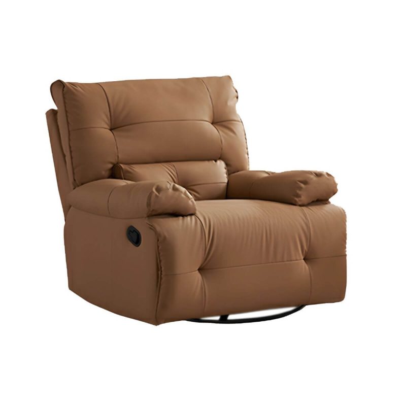 "Ergonomic Modern Recliner with Lumbar Support and Stain-Resistant Faux Leather Upholstery - Gray Deck Chair Power Recline Standard (No Motion)"
