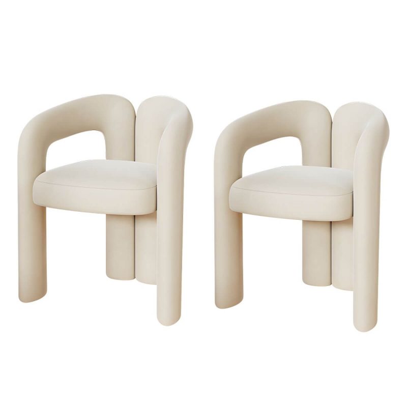 "Vanity Bench Metal Raised Back White Solid Color Modern Set of 2 - 2 Piece Set Off-White"