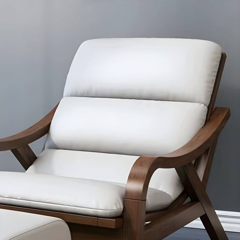 "Contemporary Solid Wood Recliner Chair in Solid Color with Wooden Legs - Rocking Chair & Ottoman Linen Blend Gray"